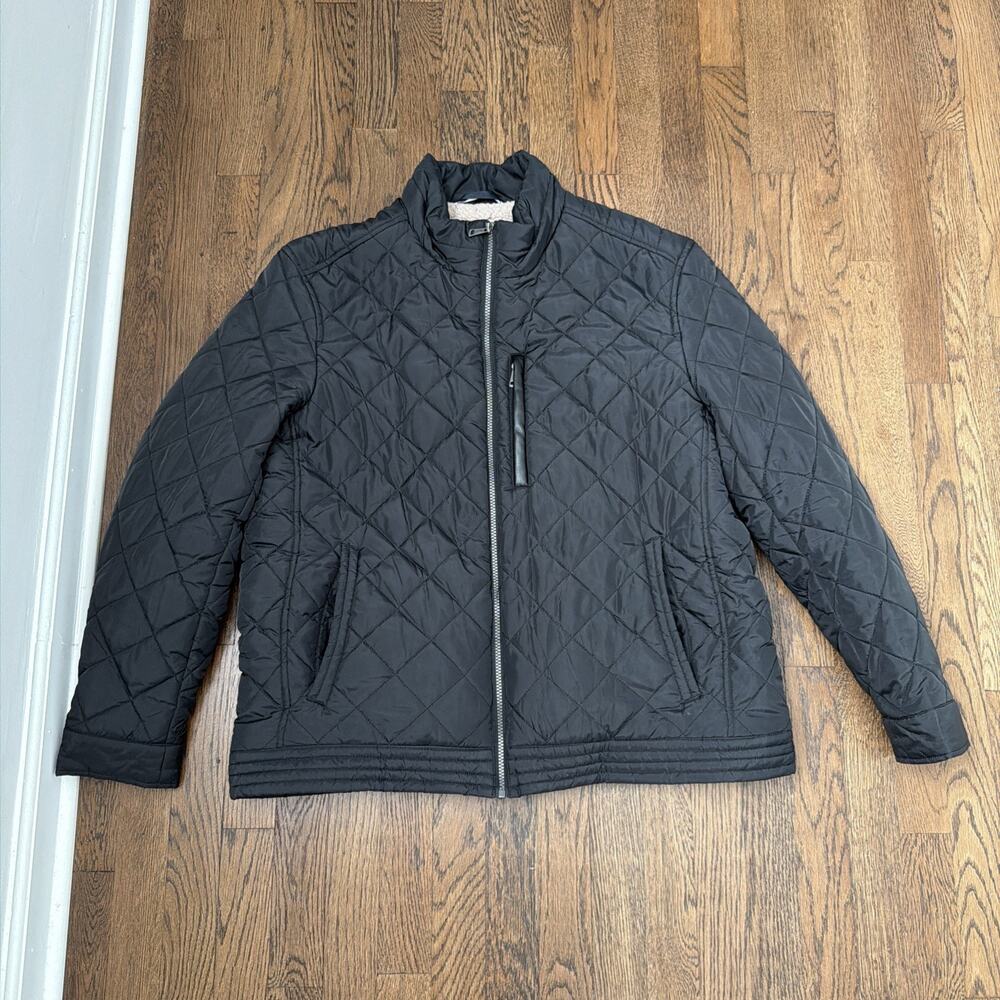 Cole Hann Men's Diamond Quilt Jacket with Faux Sherpa Lining - Sz XL